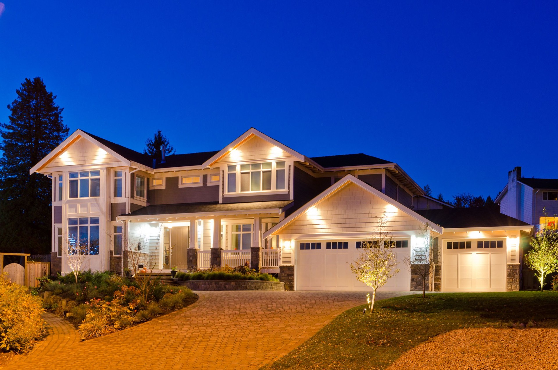 House at dusk.